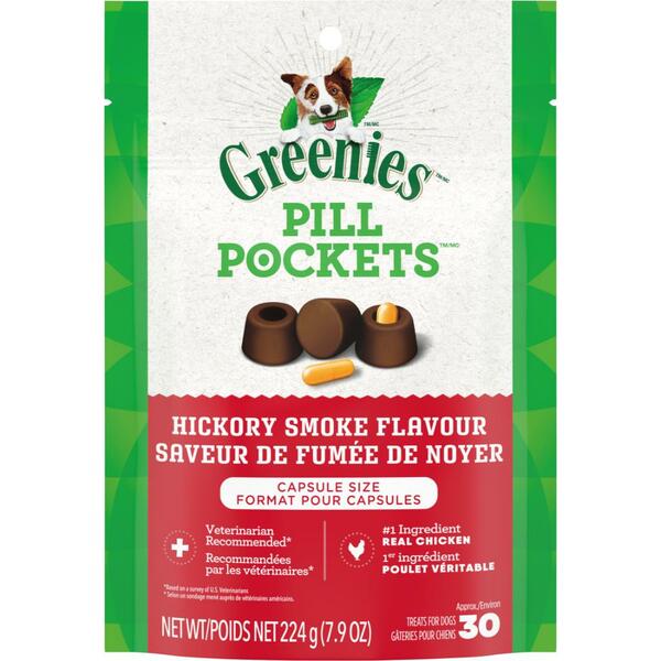 Greenies Dog Pill Pockets Hickory Smoke 30 Capsule Size 7.9oz