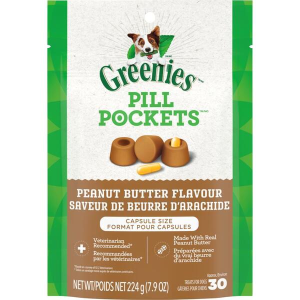Greenies Dog Pill Pockets Peanut Butter 30 Capsule Size 7.9oz
