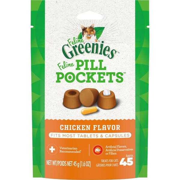 Greenies Feline Pill Pockets Chicken 45 Capsules 1.6Oz/45G