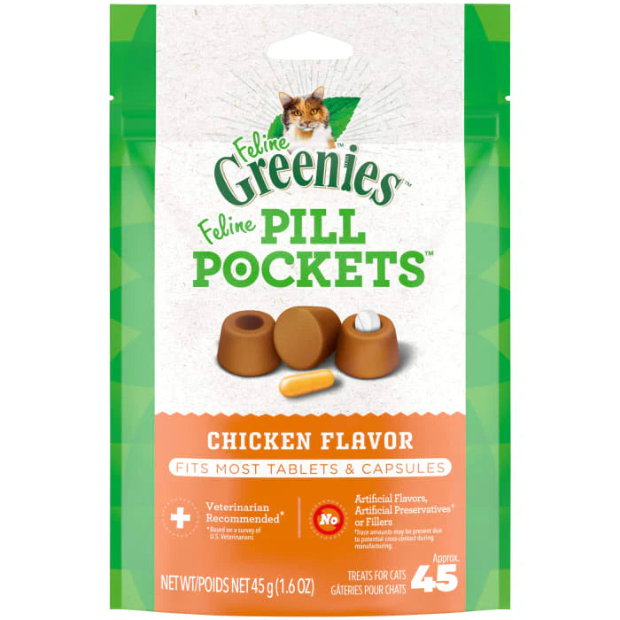 Greenies Feline Pill Pockets Chicken 45 Capsules 1.6Oz/45G