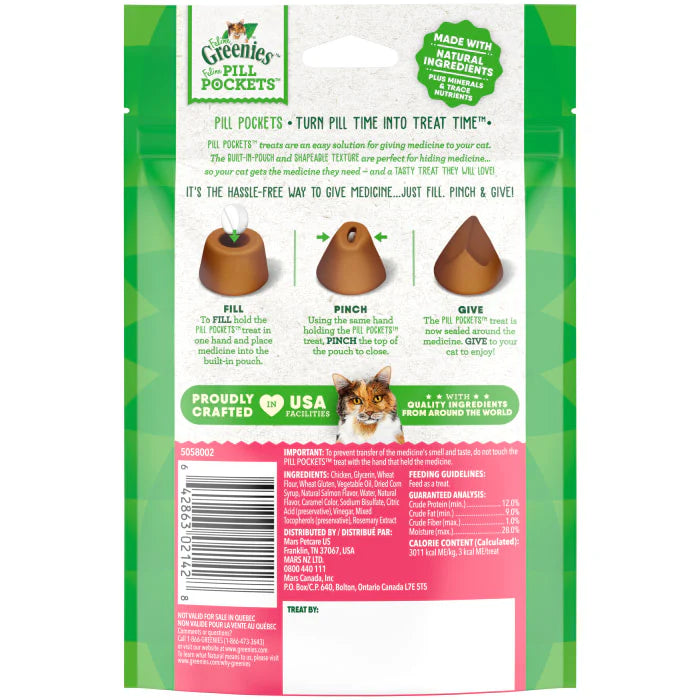 Greenies Feline Pill Pockets Salmon 45 Capsules 1.6oz/45g