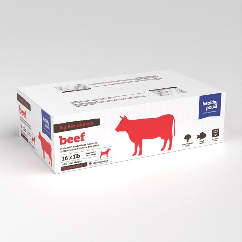 Healthy Paws Dog Big Box Dinner Beef 16Lb/7.26Kg