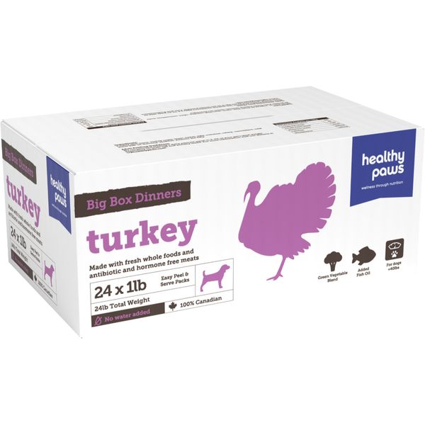 Healthy Paws Dog Big Box Dinner Turkey 24lb/10.89kg
