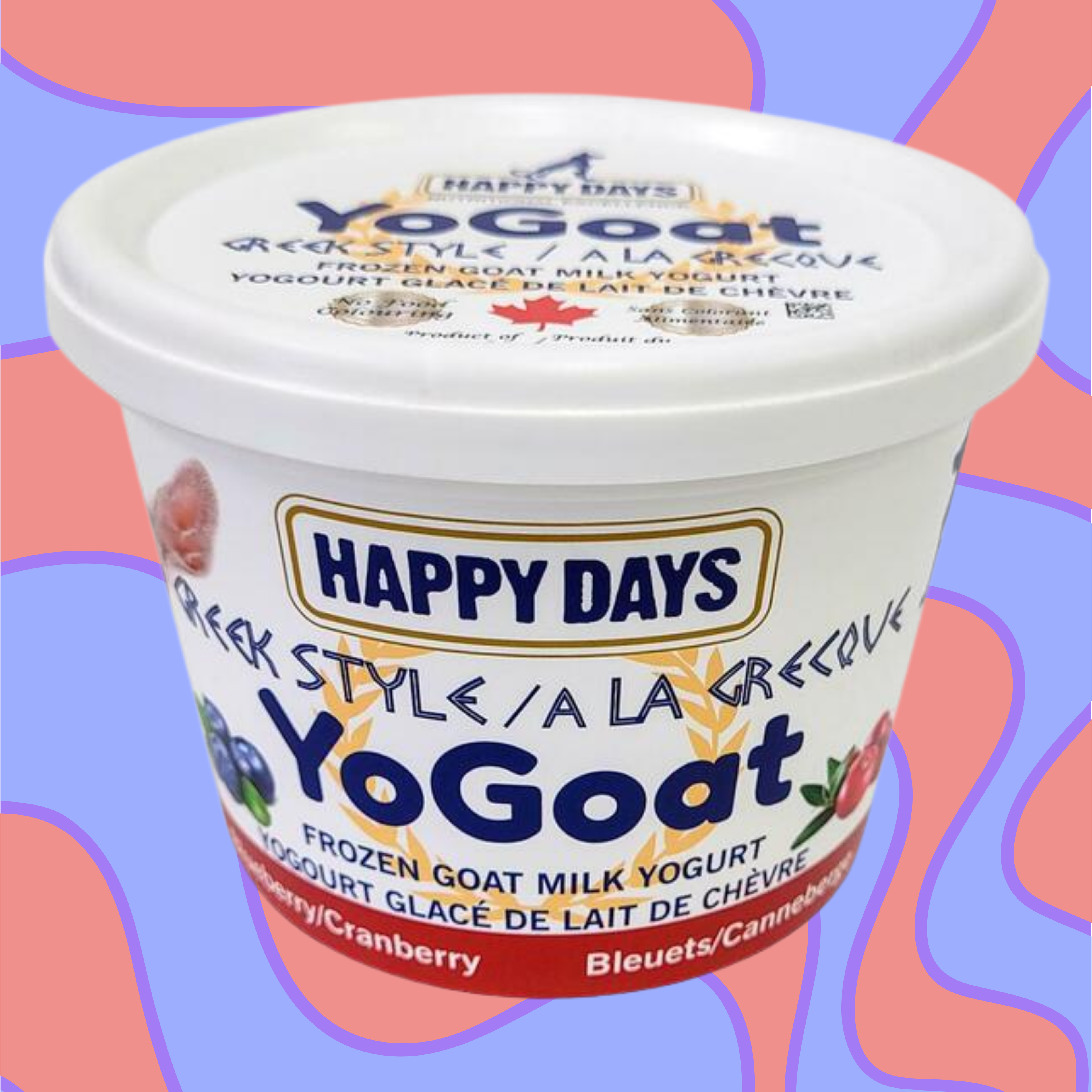 Happy Days Greek Style YoGoat Frozen Goat Milk Yogurt Blueberry/Cranberry 475g