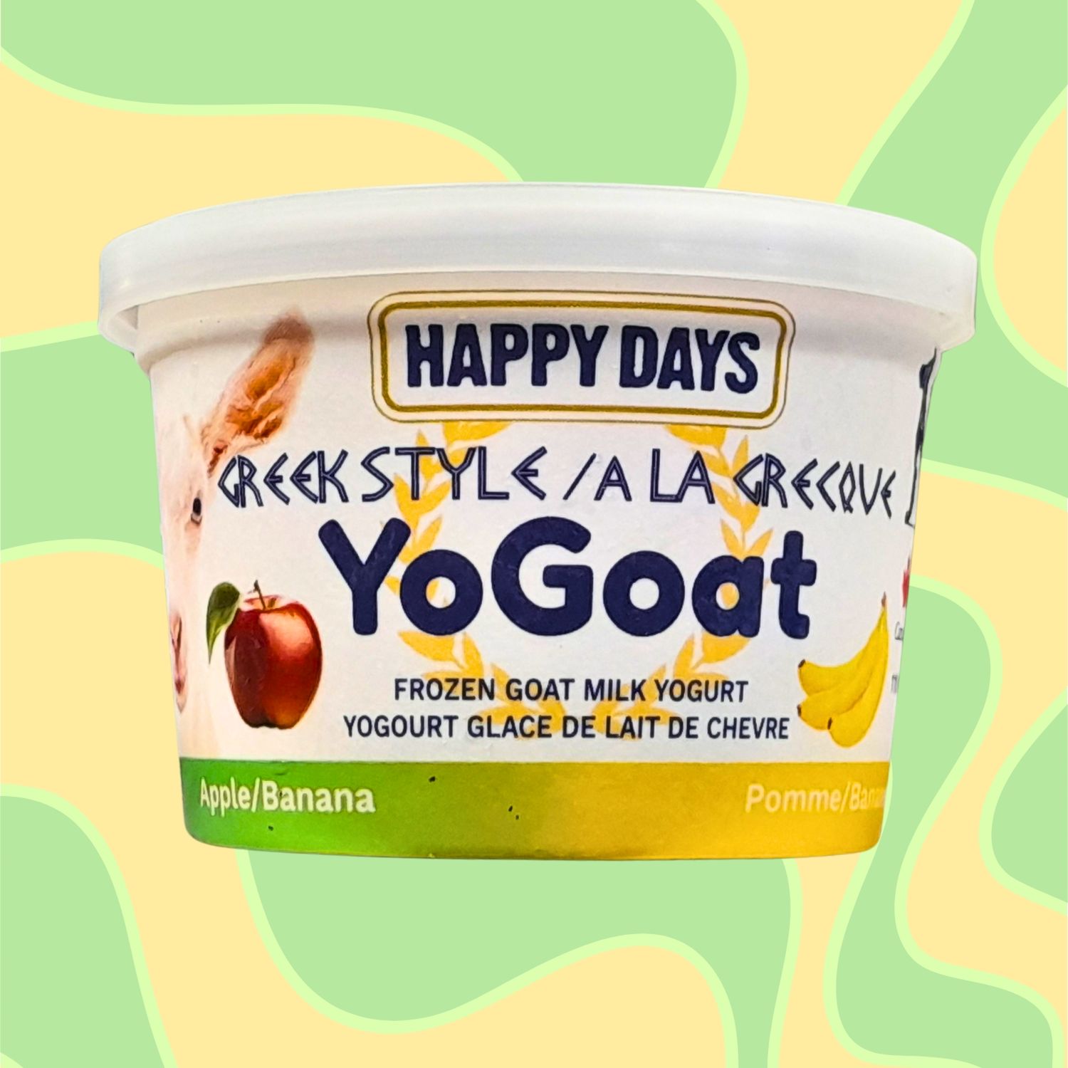 Happy Days Greek Style Yogoat Frozen Goat Milk Yogurt Apple/Banana 110Ml
