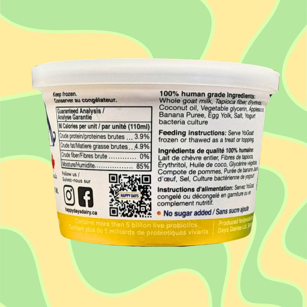 Happy Days Greek Style Yogoat Frozen Goat Milk Yogurt Apple/Banana 110Ml