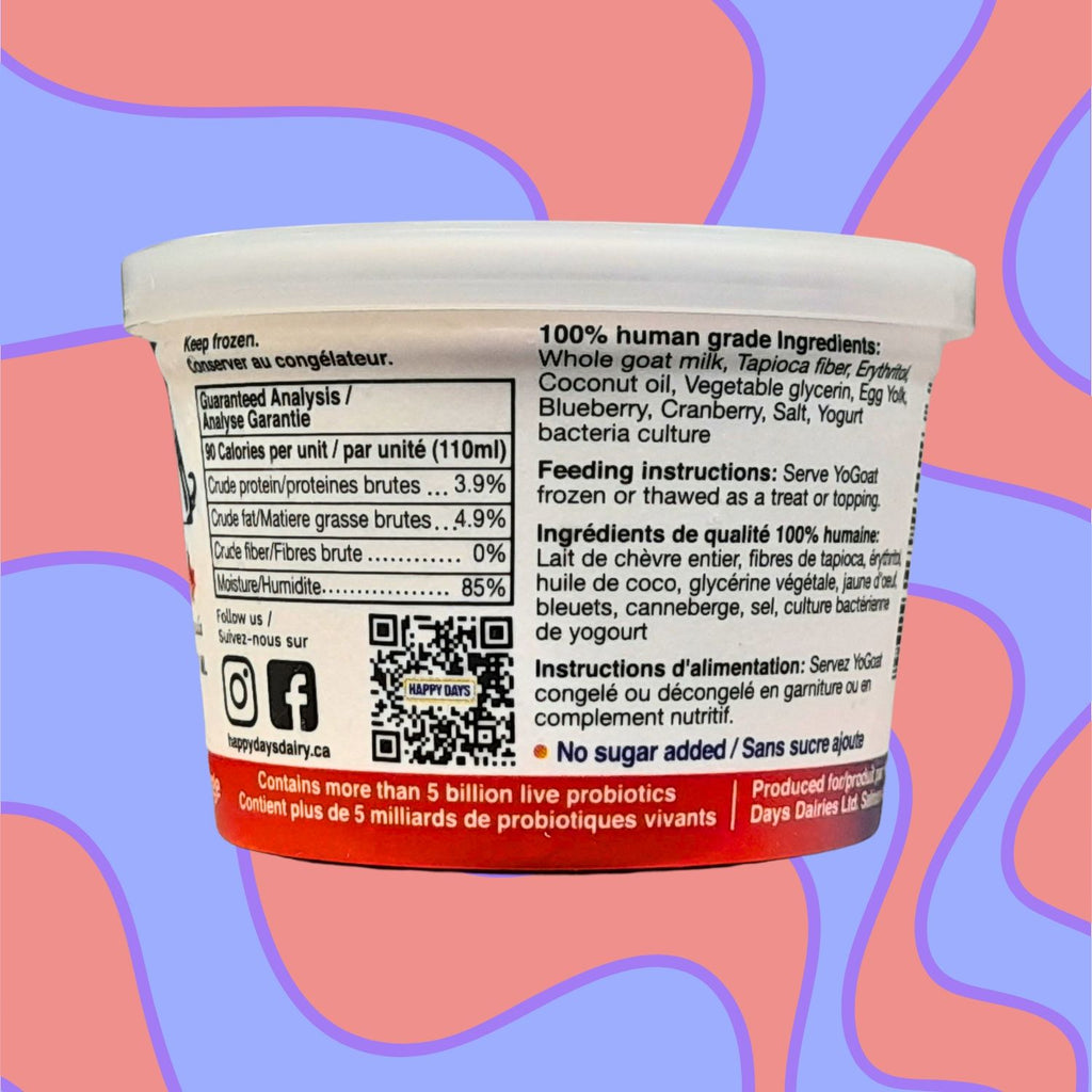 Happy Days Greek Style Yogoat Frozen Goat Milk Yogurt Blueberry/Cranberry 110Ml