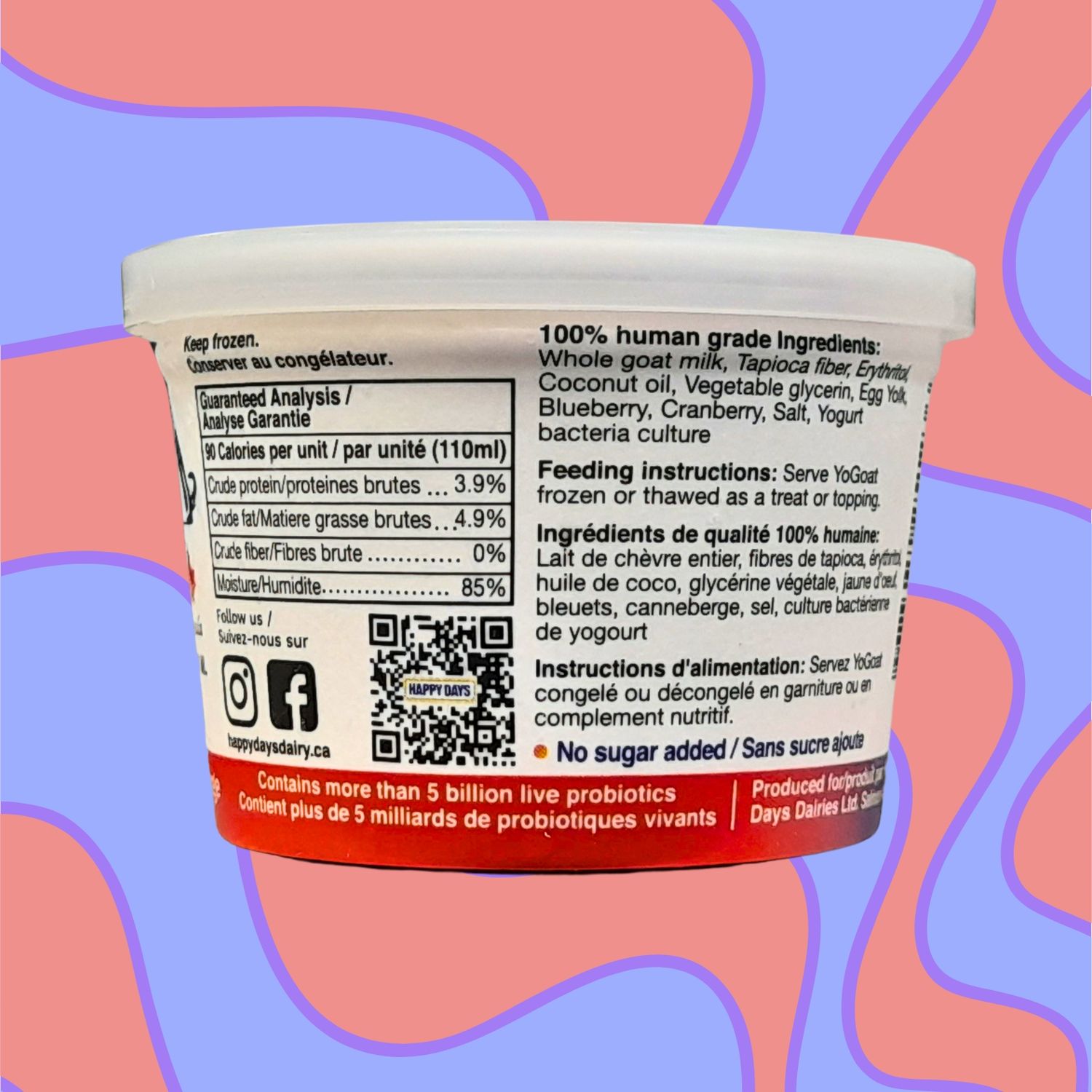 Happy Days Greek Style Yogoat Frozen Goat Milk Yogurt Blueberry/Cranberry 110Ml
