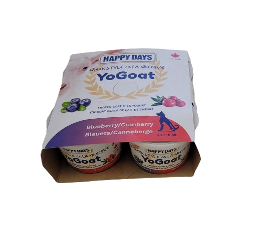 Happy Days Greek Style Yogoat Frozen Goat Milk Yogurt Blueberry/Cranberry 110Ml X 4