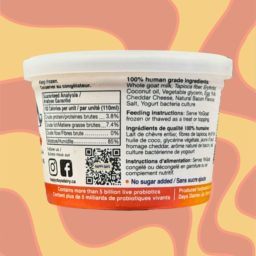 Happy Days Greek Style Yogoat Frozen Goat Milk Yogurt Cheddar/Bacon 110Ml