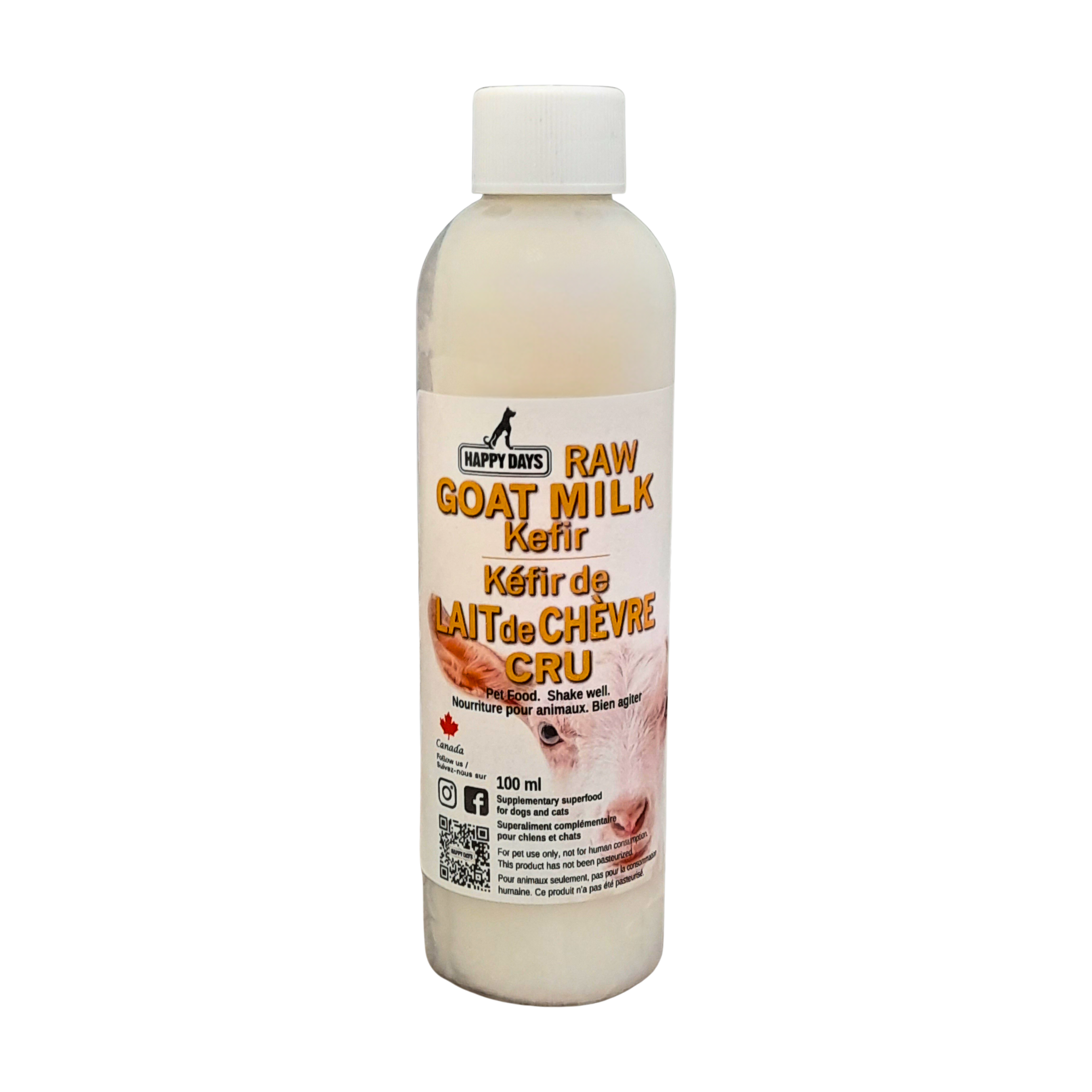 Happy Days Raw Goat Milk Kefir 3.4oz/100mL