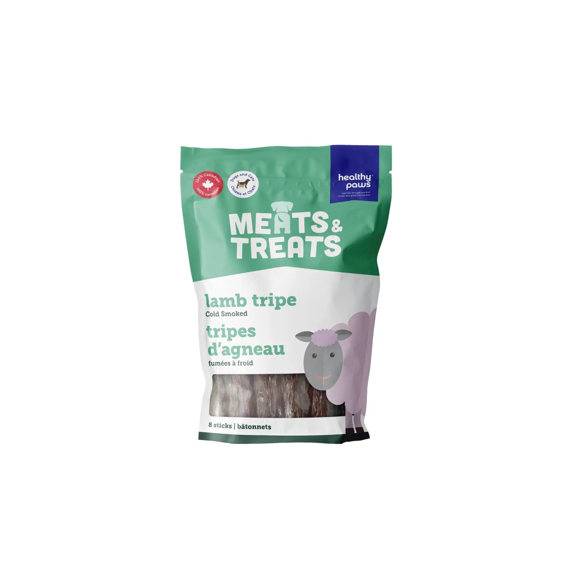 Healthy Paws Meats & Treats Cold Smoked Tripe Sticks Lamb 8pk