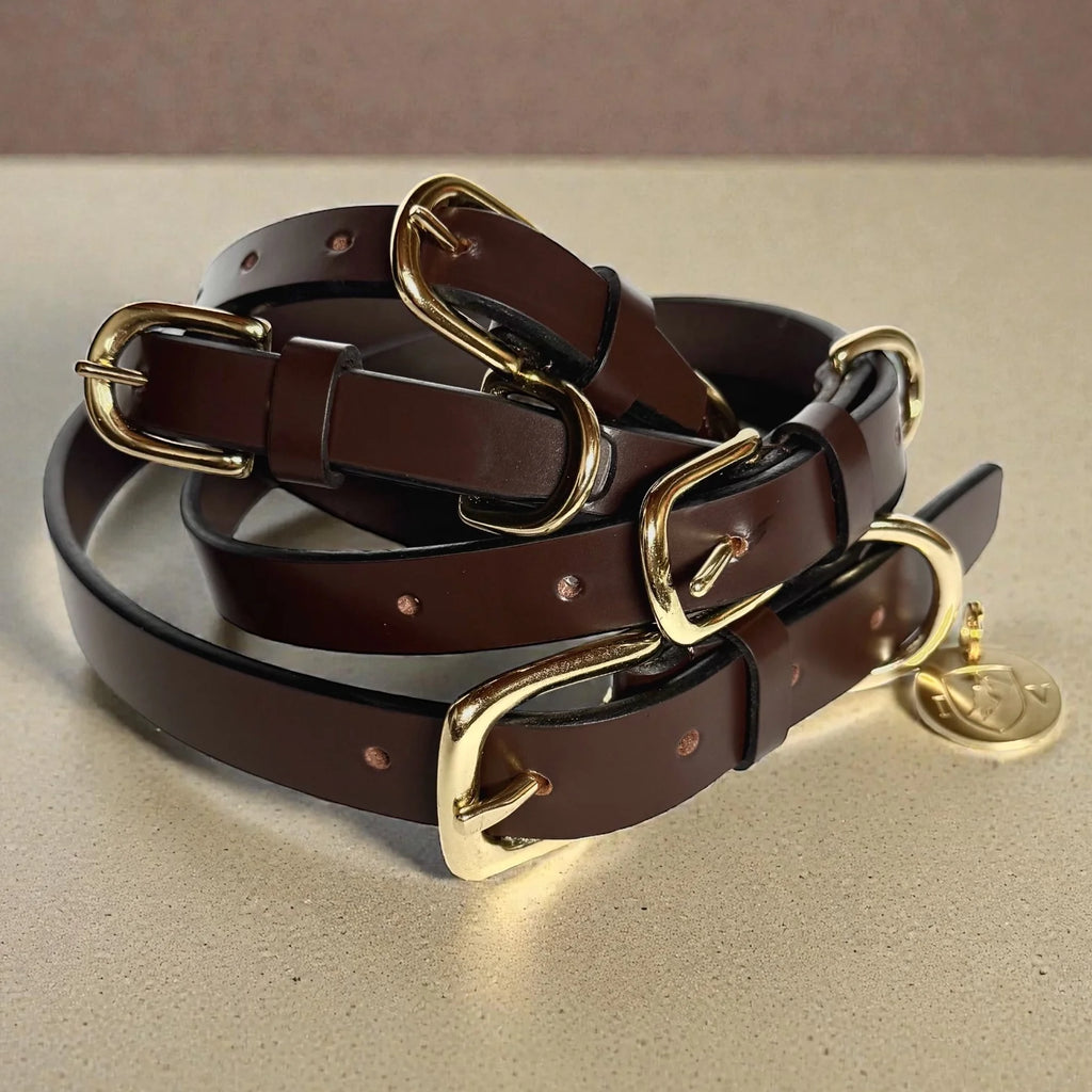 Iconic Vintage Leather Collar Brown 1" Wide Large 20"-24"