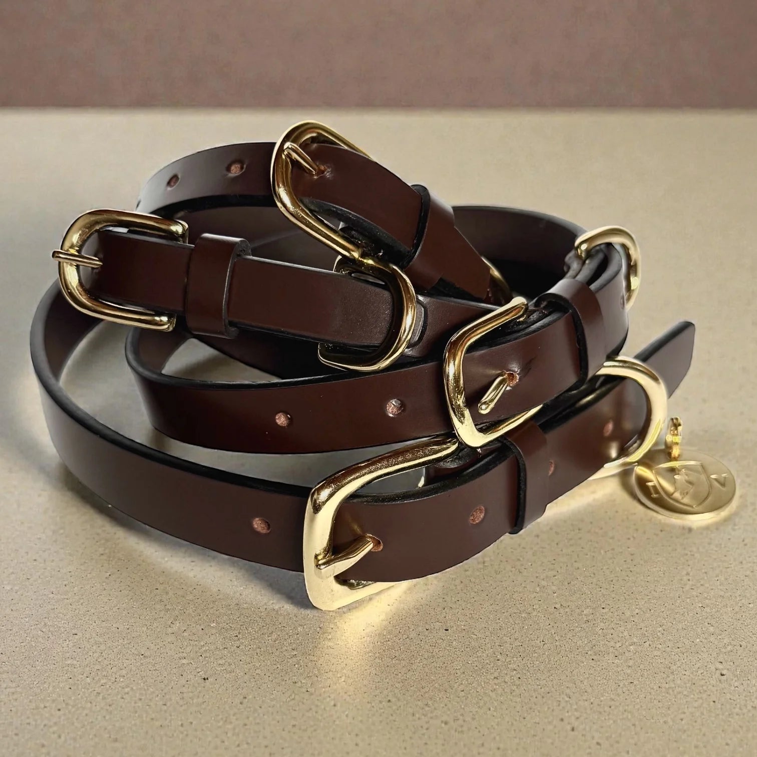 Iconic Vintage Leather Collar Brown 1" Wide Large 20"-24"