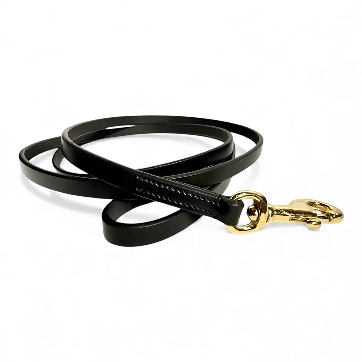 Iconic Vintage Leather Leash Black Small 1/2"x6'