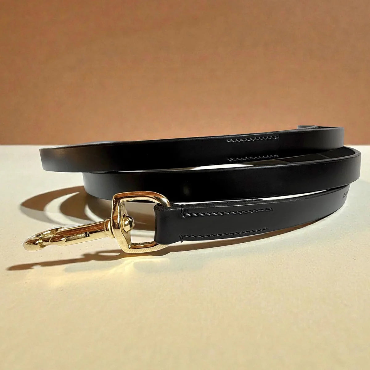 Iconic Vintage Leather Leash Black Large 3/4"x6'