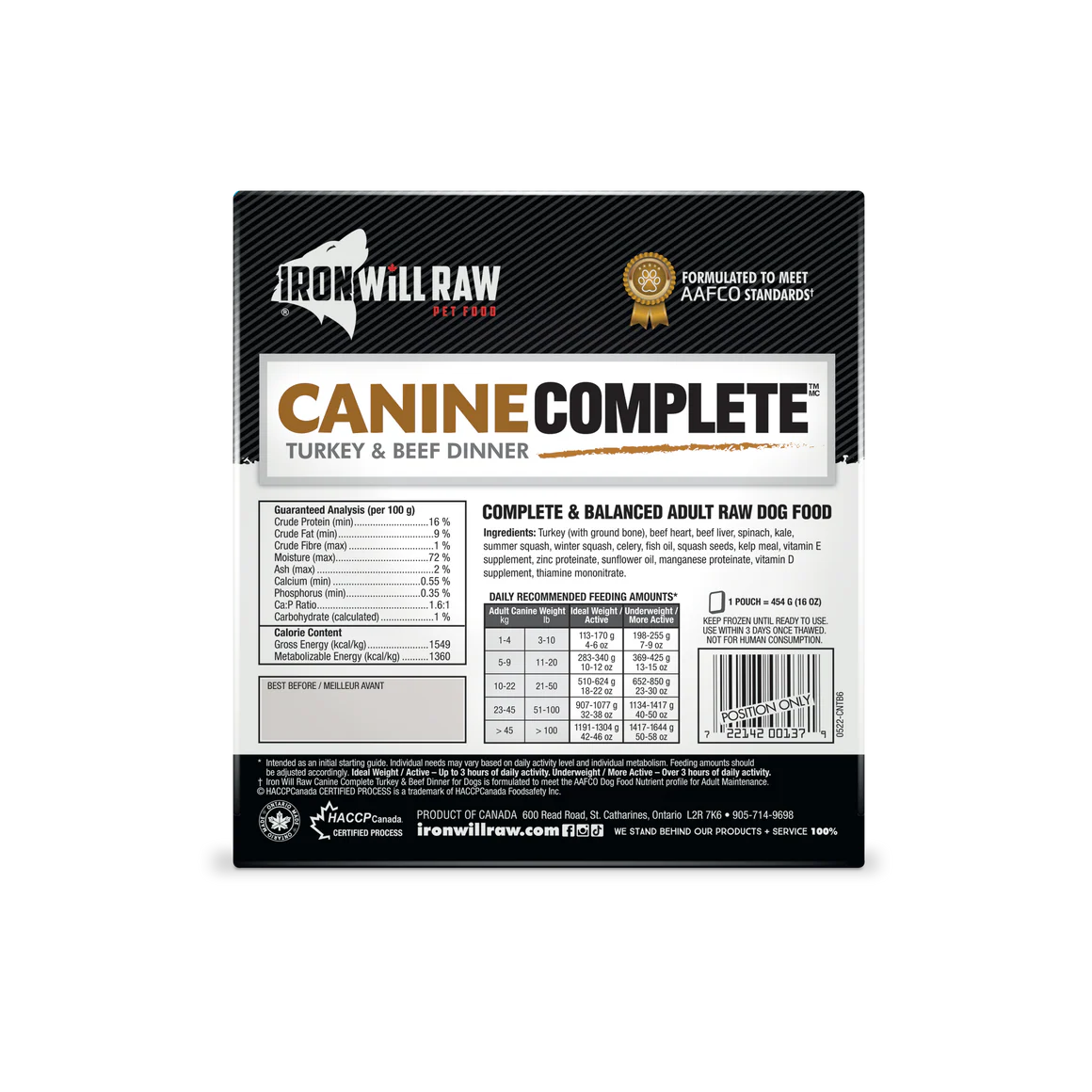 Iron Will Canine Complete Turkey & Beef Dinner 6lb