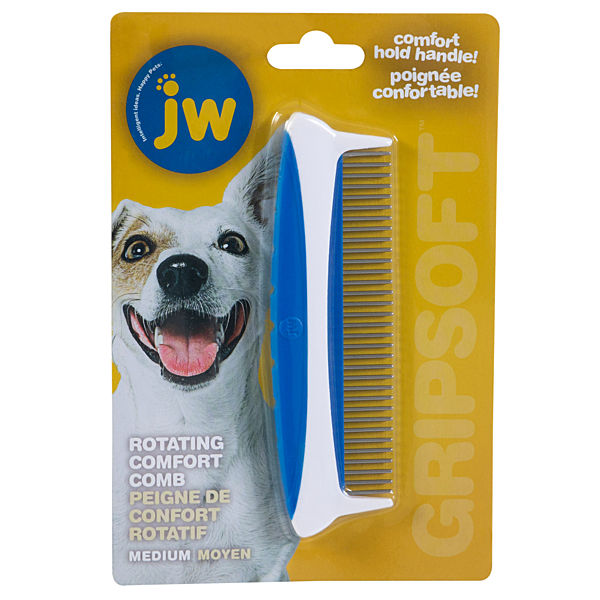 JW GripSoft Rotating Comfort Grooming Comb Medium 5"