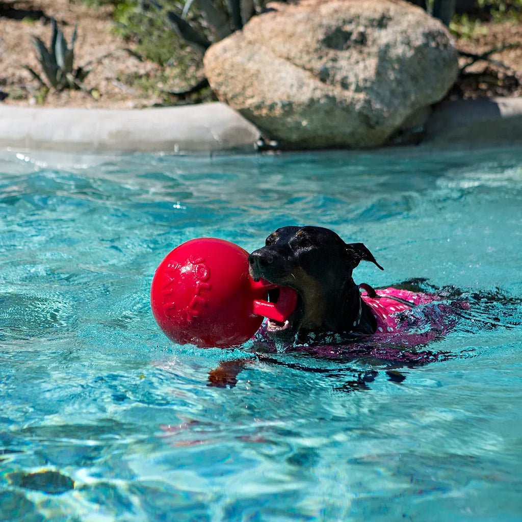 Jolly Pets Tug-N-Toss Ball Red 6"