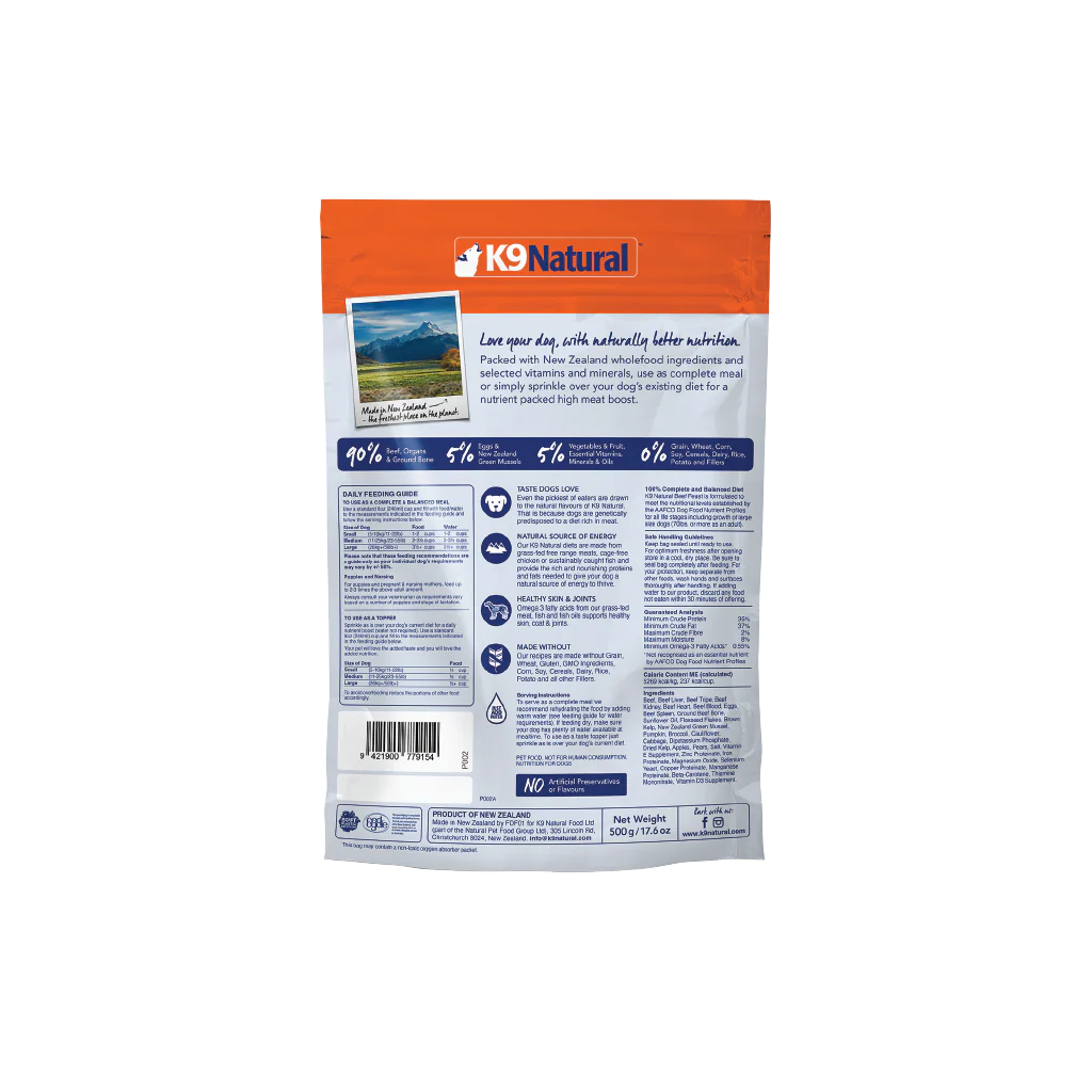 K9 Natural Freeze Dried Beef Feast 17.6Oz/500G