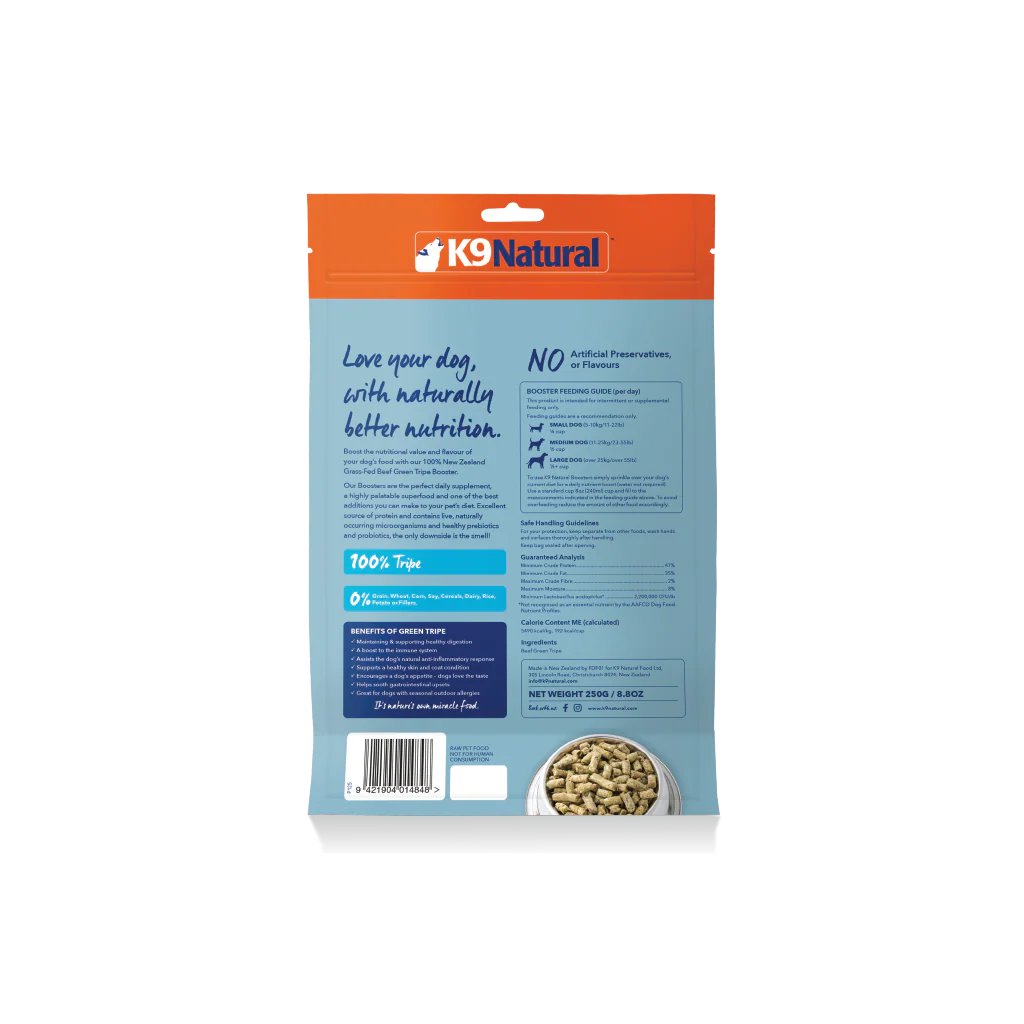 K9 Natural Freeze Dried Beef Green Tripe Booster 250G