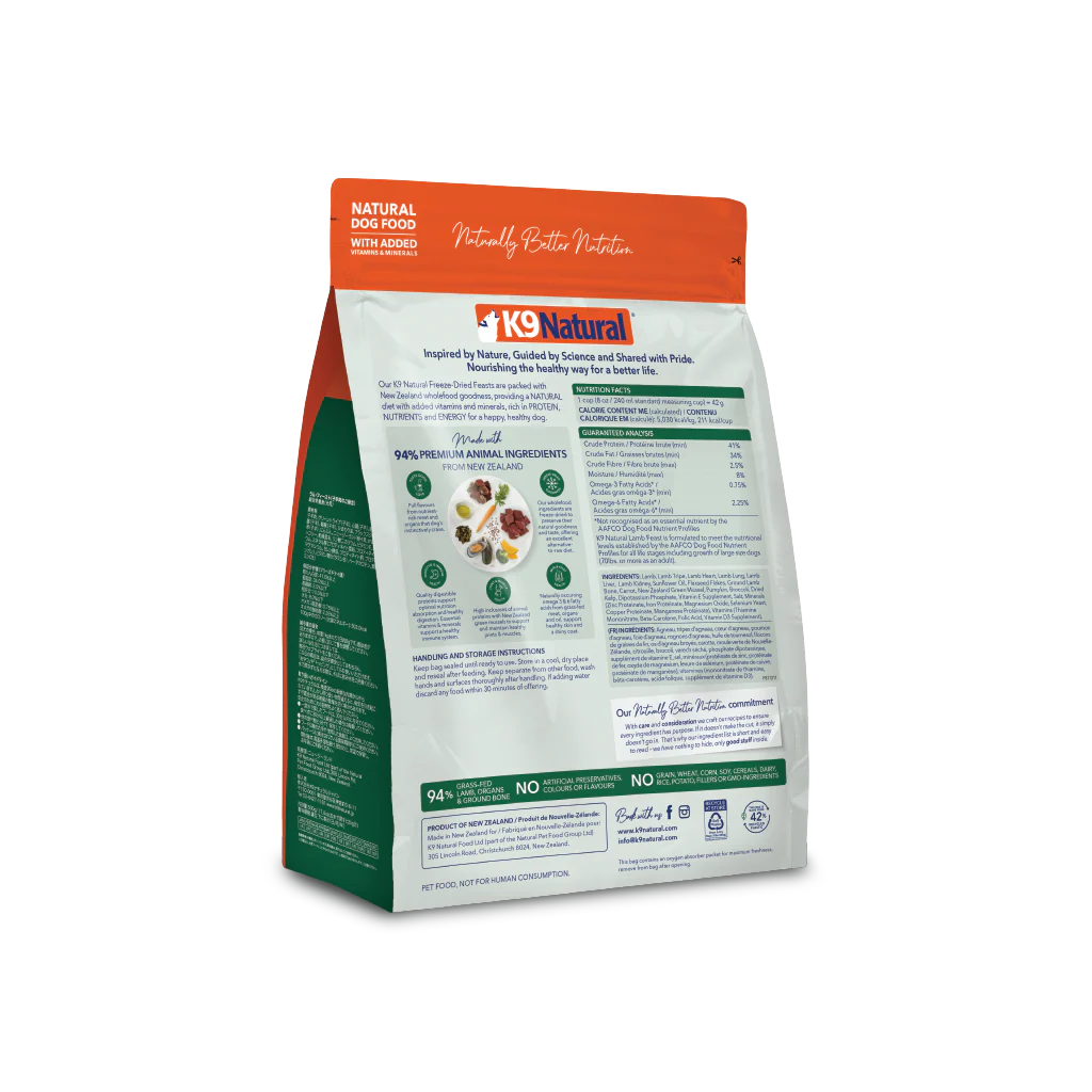 K9 Natural Freeze Dried Lamb Feast 17.6Oz/500G