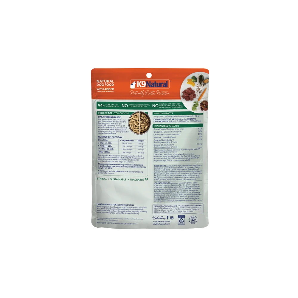 K9 Natural Freeze Dried Lamb Feast 3.5oz/100g
