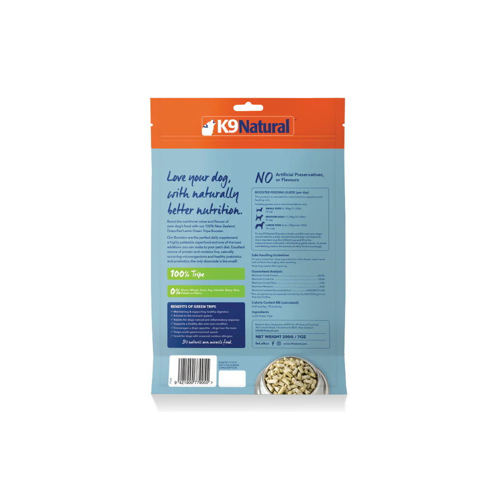 K9 Natural Freeze Dried Lamb Green Tripe Booster 7Oz/200G