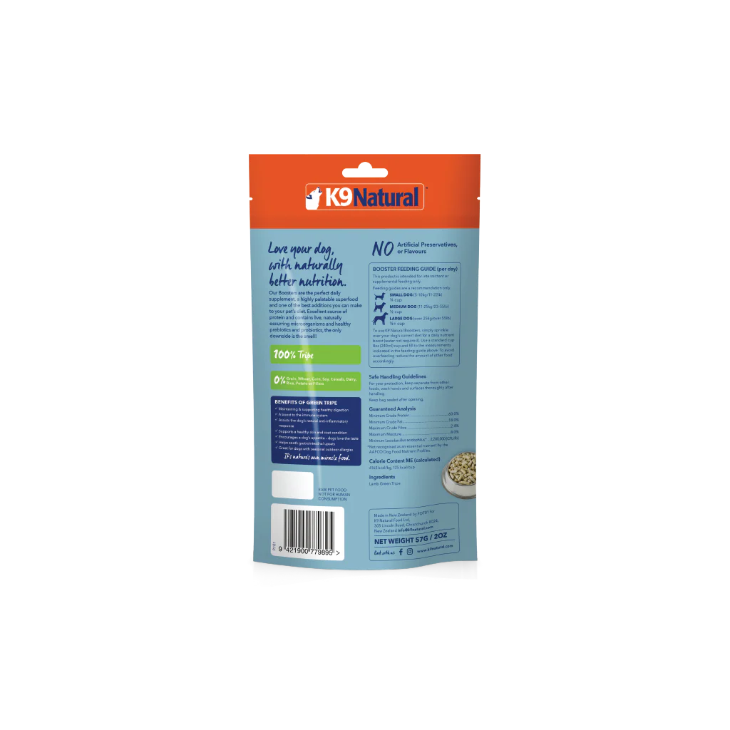K9 Natural Freeze Dried Lamb Green Tripe Booster 2Oz/57G