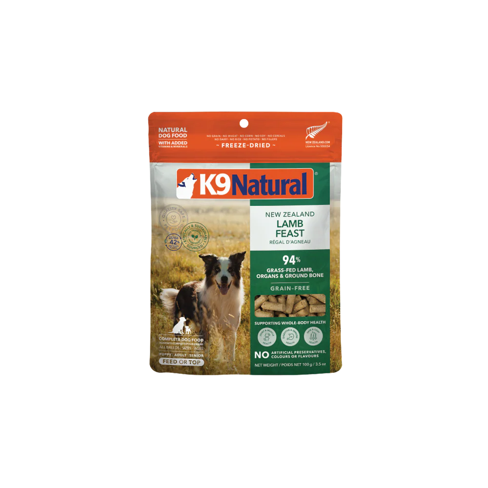 K9 Natural Freeze Dried Lamb Feast Topper 3.5oz/100g