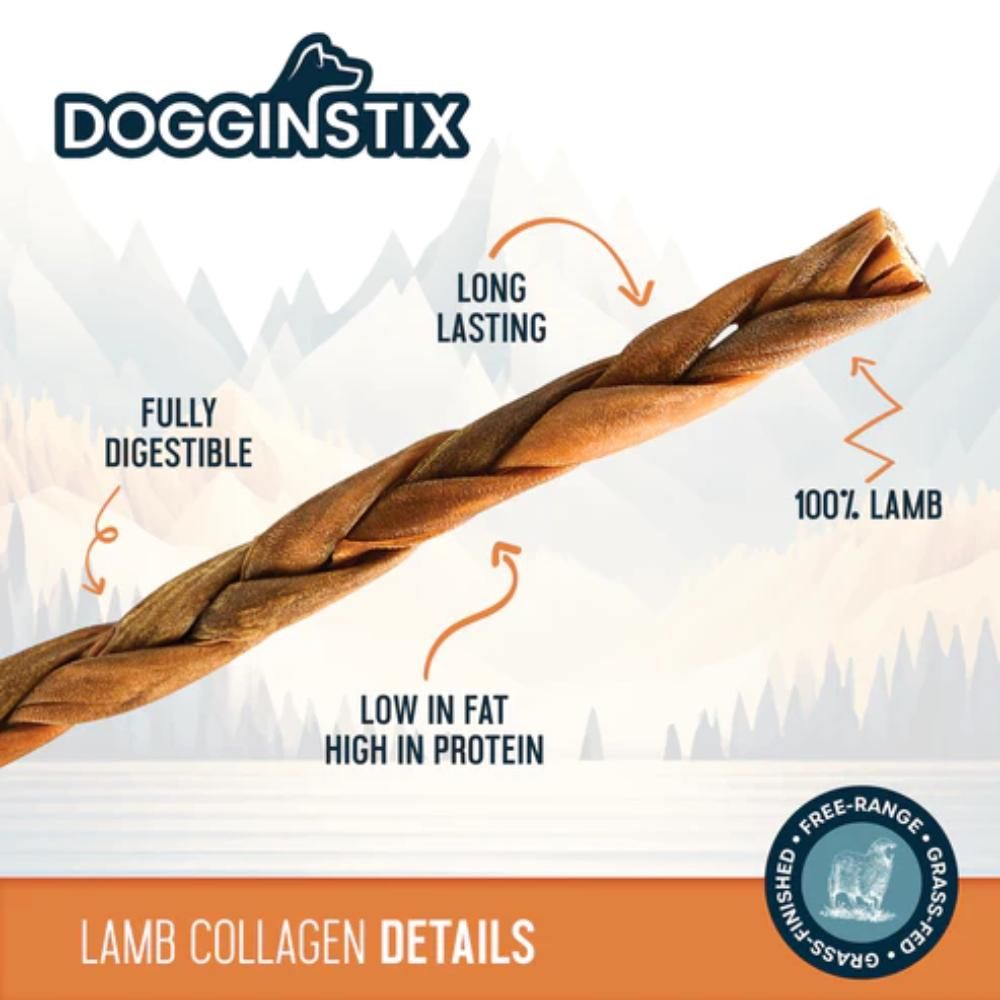 Dogginstix Braided Lamb Collagen Stick 6"