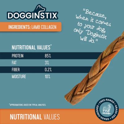 Dogginstix Braided Lamb Collagen Stick 6"