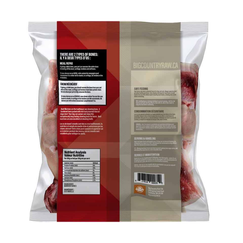 Big Country Raw Beef Marrow Bone Large 2Lb/908G