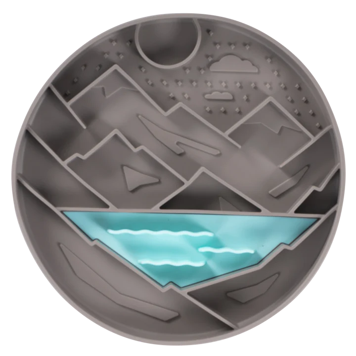 Messy Mutts Interactive Bowl Silicone Grey Mountain