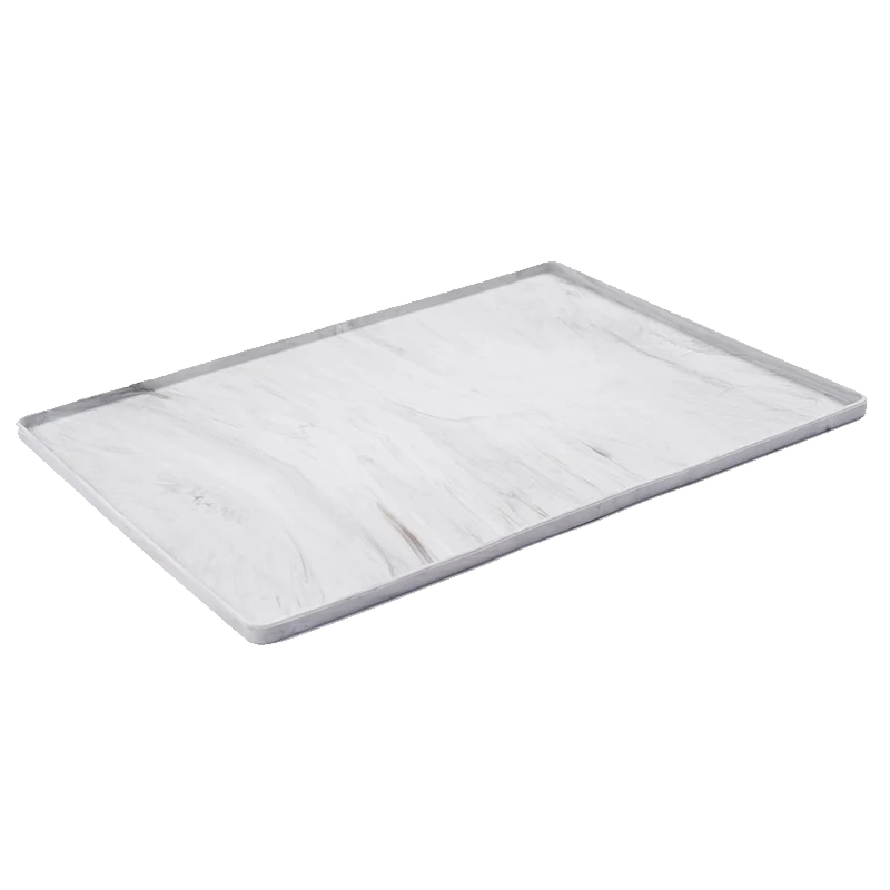 Messy Mutts Silicone Bowl Mat With Raised Edges Marble 16"X12"