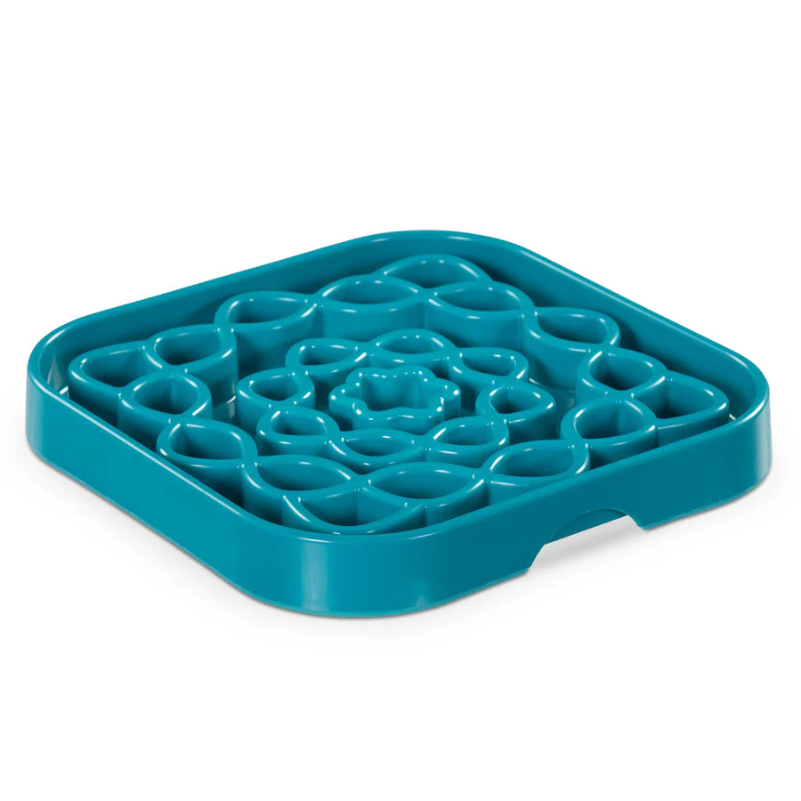 Messy Mutts Slow Feeder Square Blue Small
