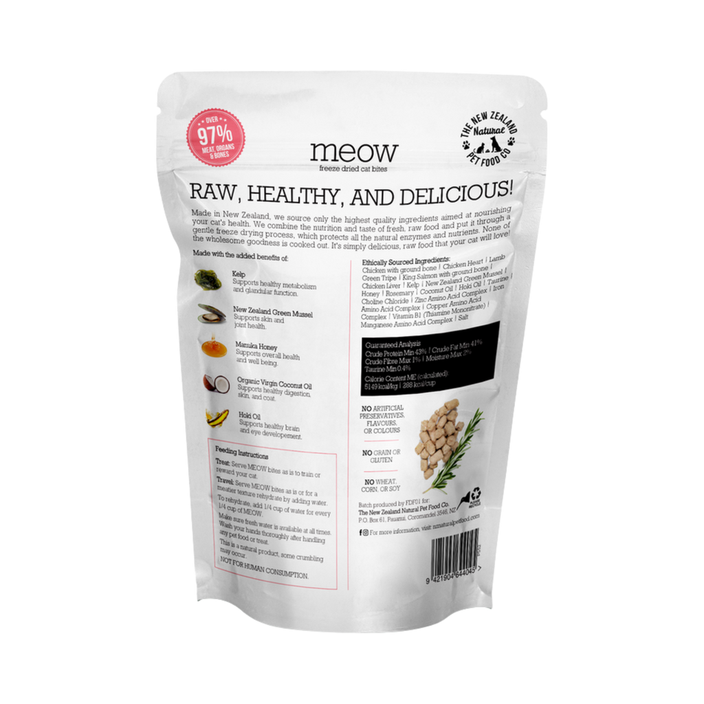 NZ Natural Meow Freeze Dried Chicken & King Salmon Recipe Treats 50g