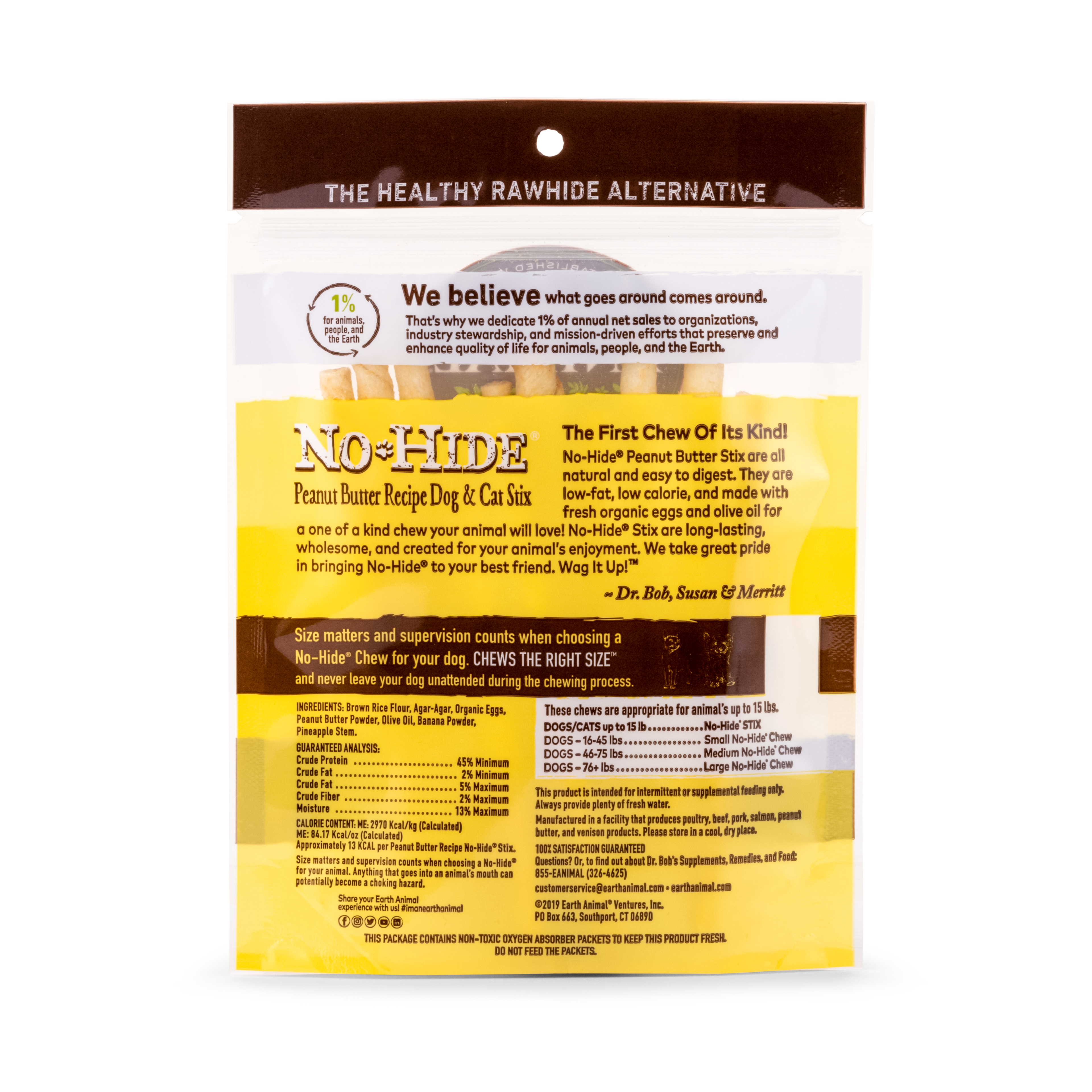 No Hide Chew Peanut Butter Stix 10Pk