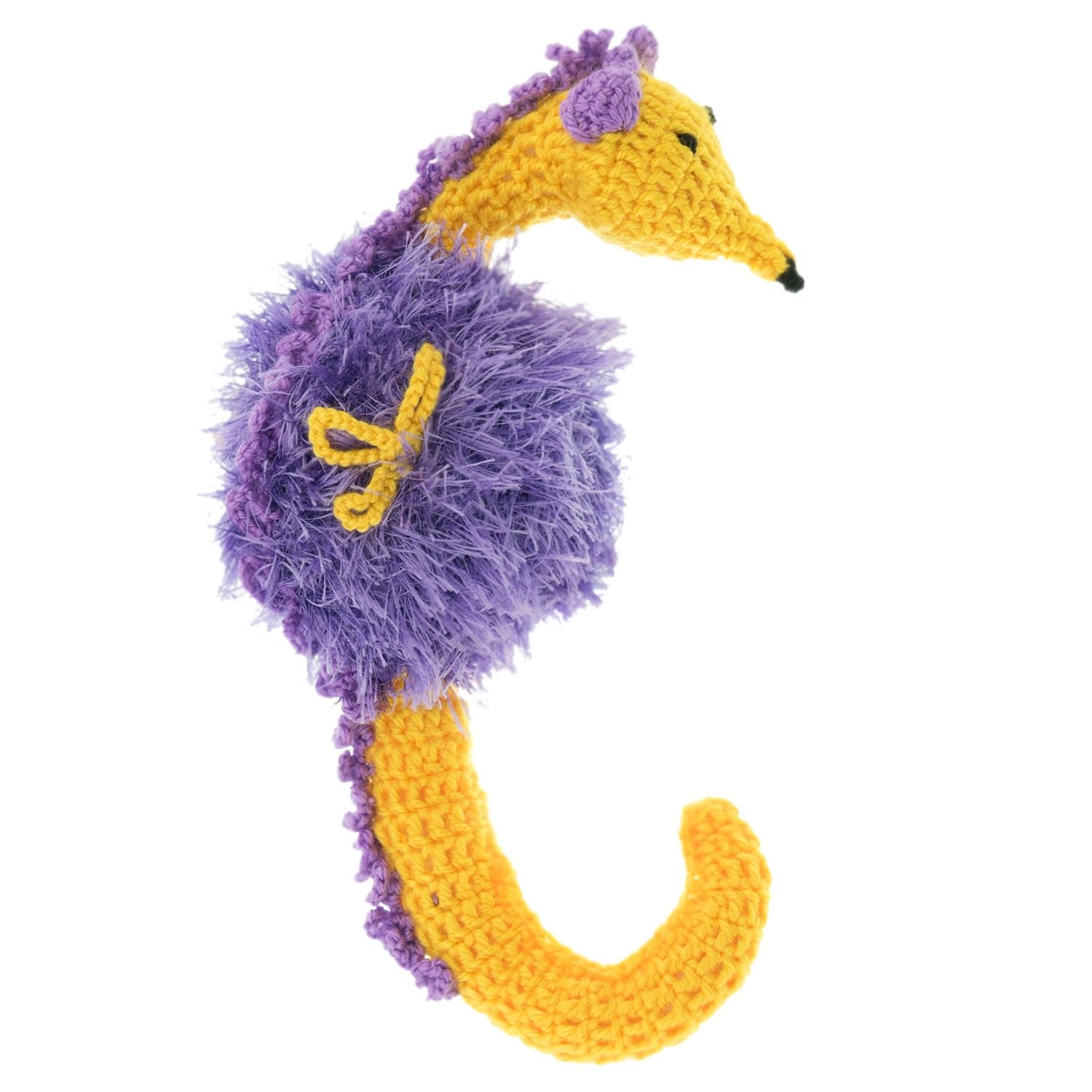 Oomaloo Seahorse Purple & Yellow Large 9"