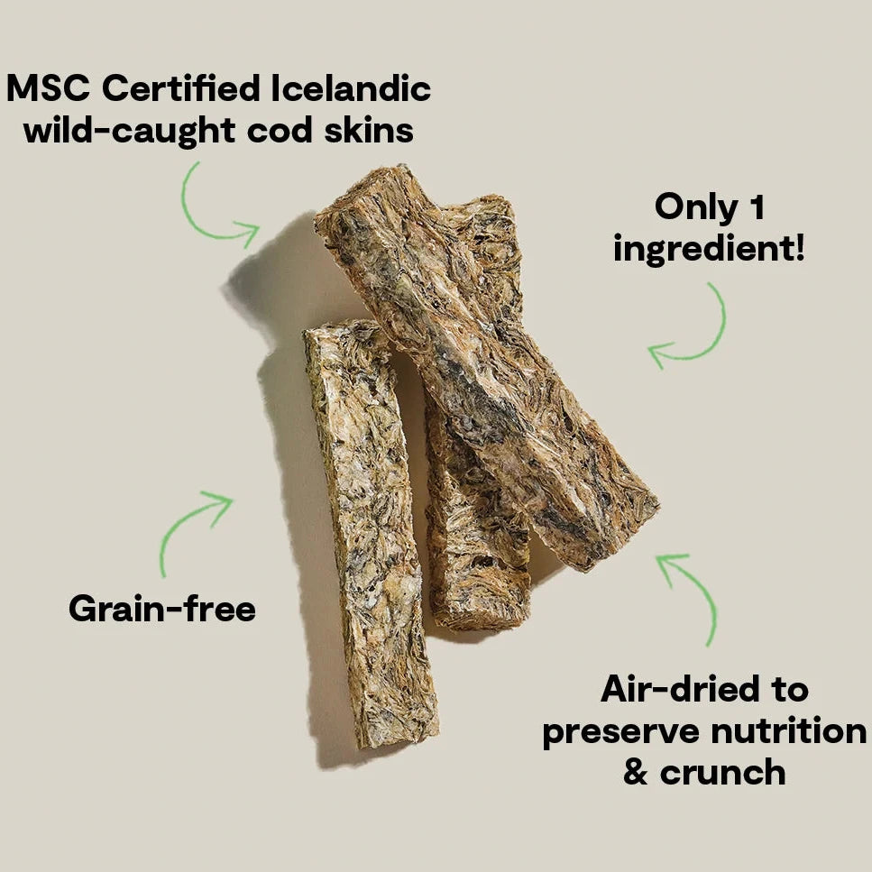 Open Farm Dog Treats Air-Dried Cod Skin Sticks 4.9oz/139g