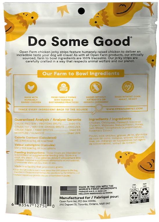 Open Farm Dog Treats Grain Free Jerky Strips Cicken Recipe 5.6Oz