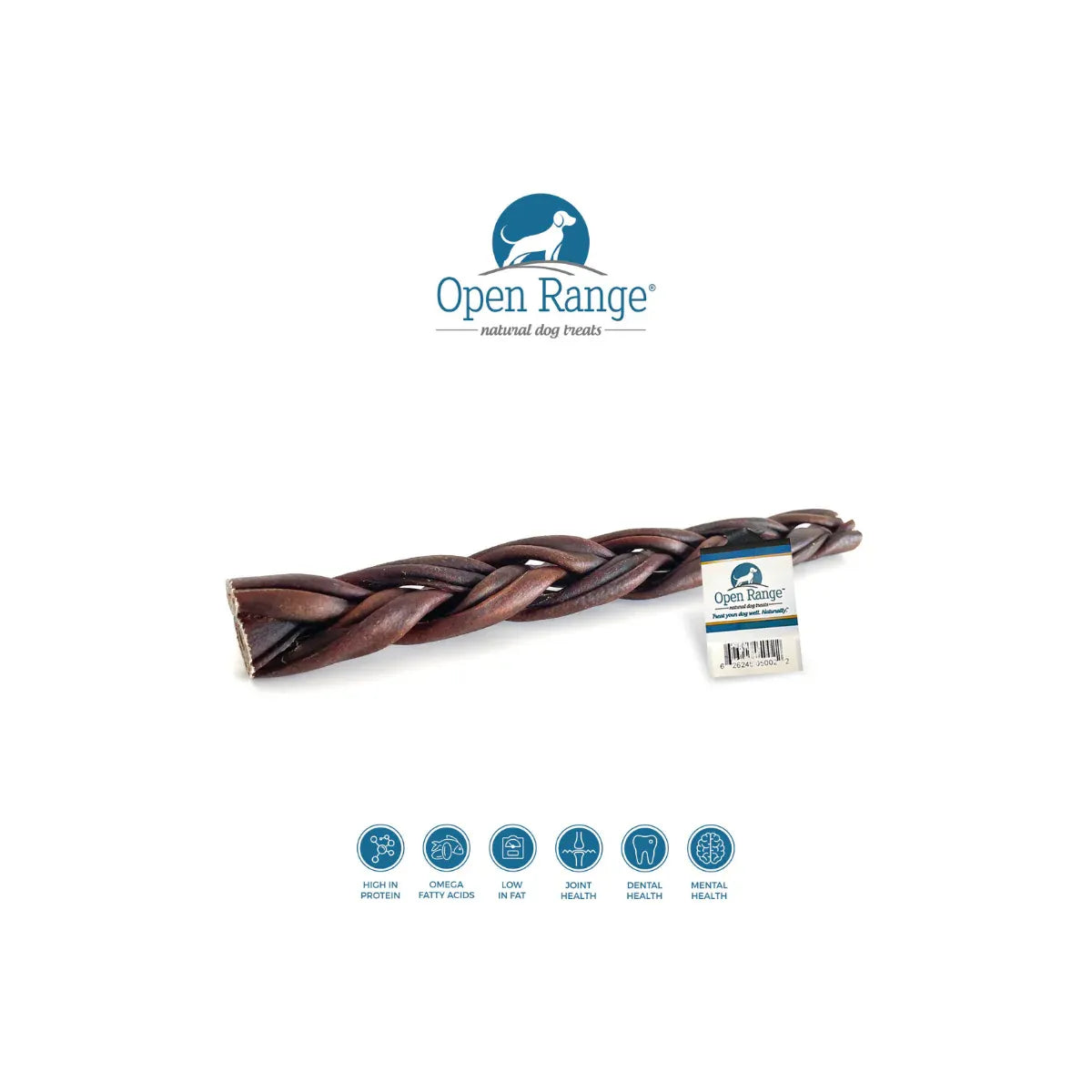 Open Range Water Buffalo Collagen Braided Stick 11"-12"
