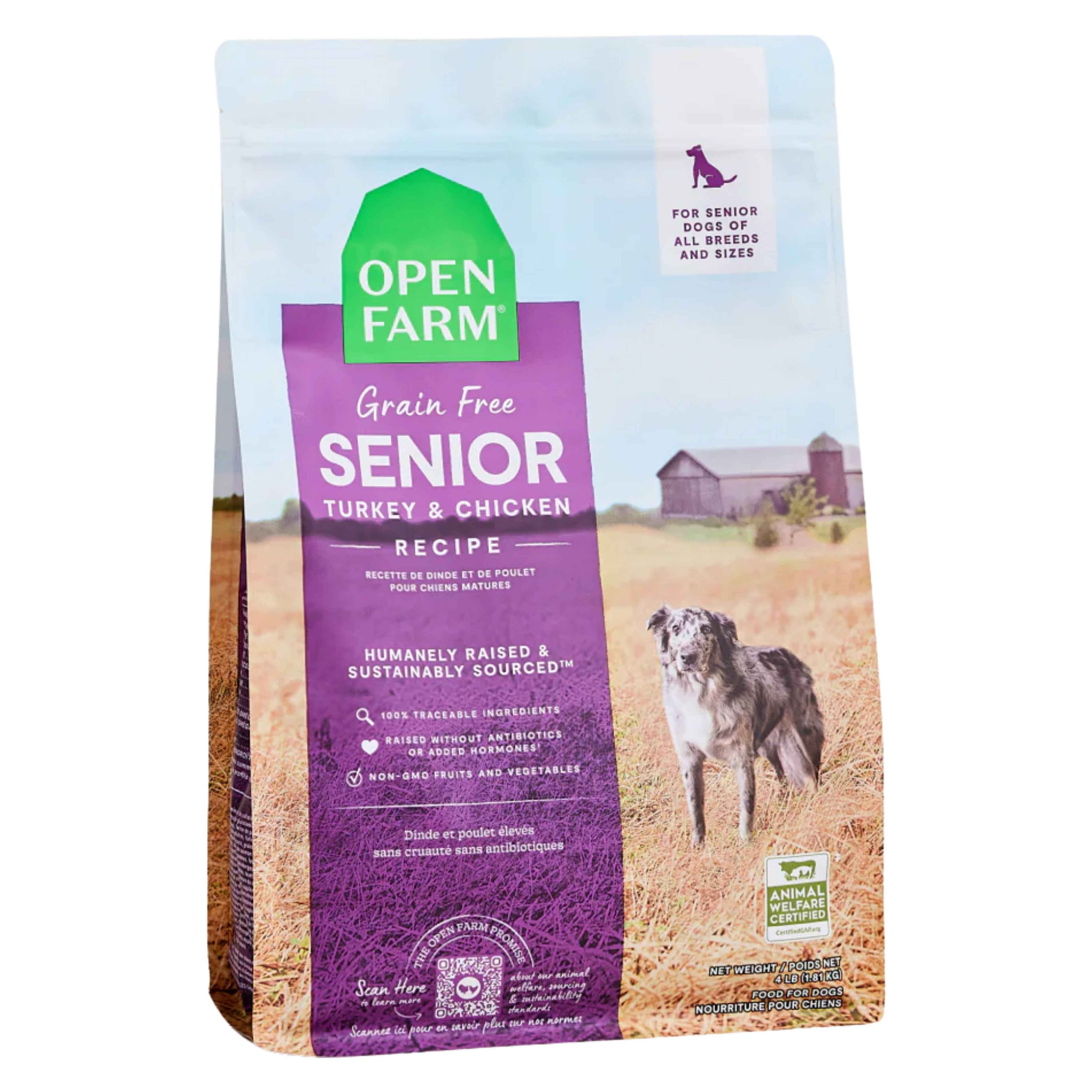 Open Farm Dog Senior Grain Free Turkey & Chicken 4Lb/1.8Kg