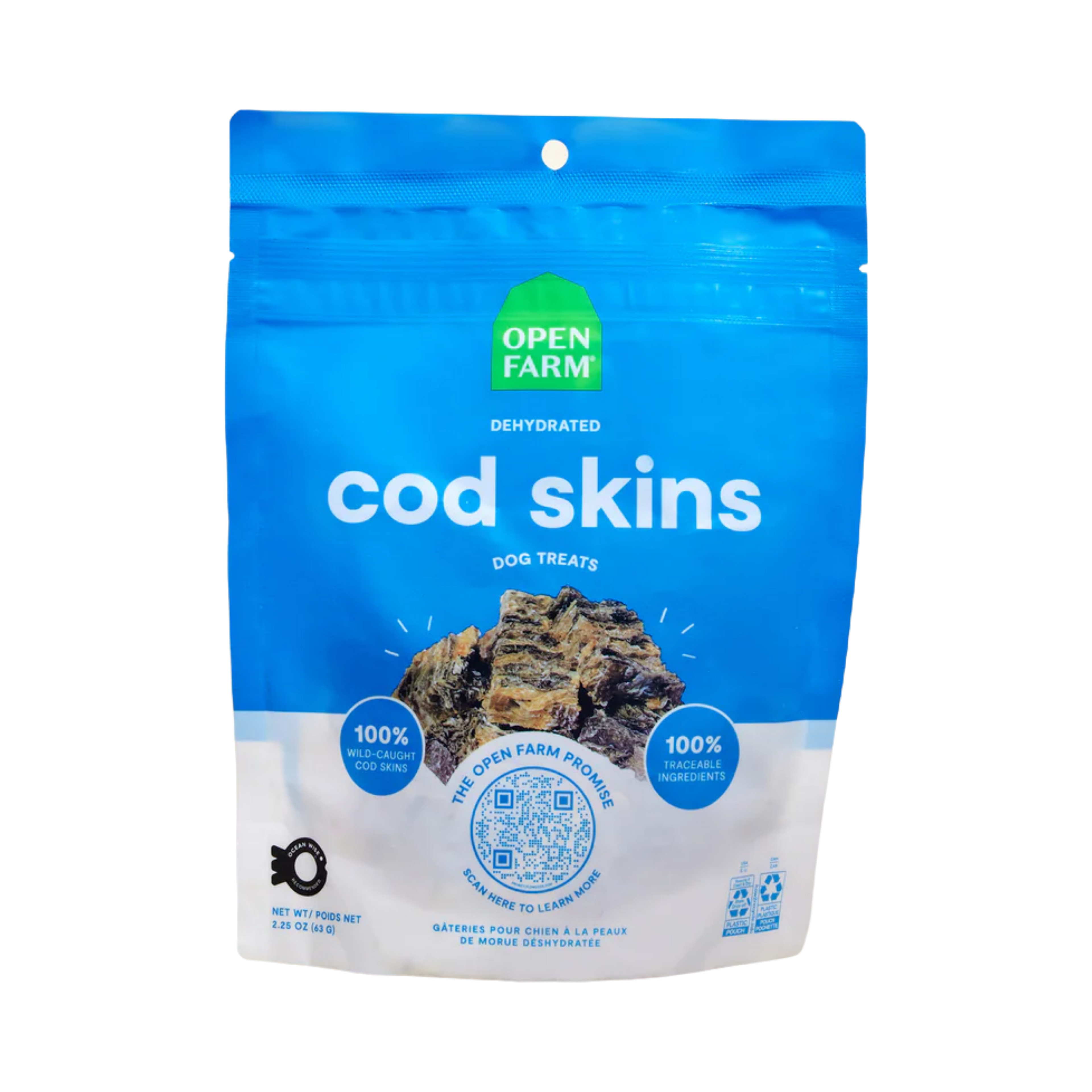Open Farm Dog Treats Dehydrated Cod Skins 2.25oz
