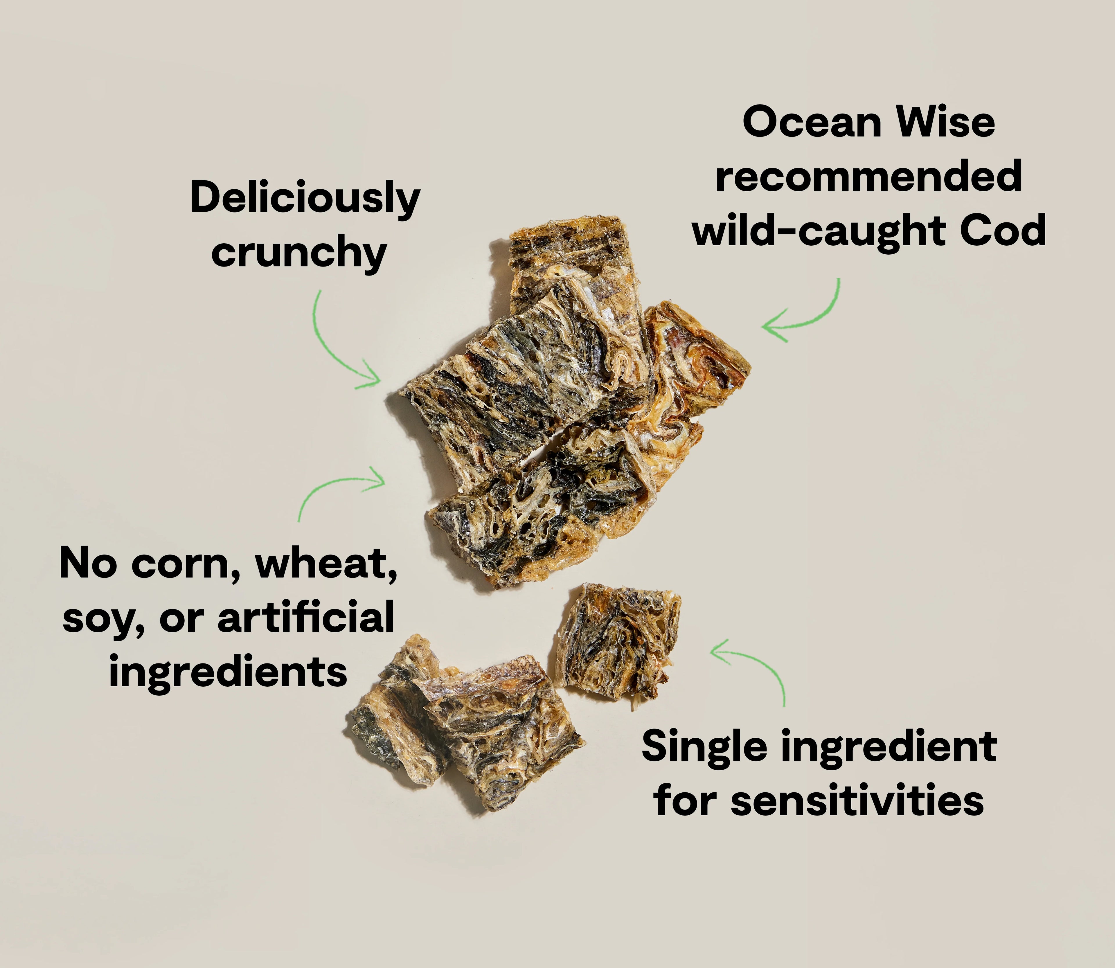Open Farm Dog Treats Dehydrated Cod Skins 2.25oz