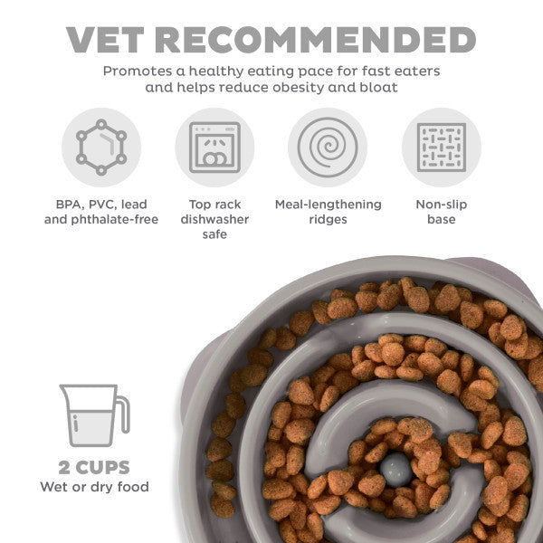 Outward Hound Fun Feeder Slo-Bowl Grey Medium