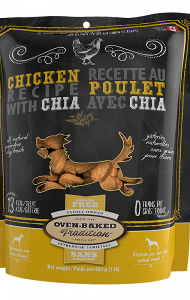 Oven Baked Tradition Dog Treats Grain Free Chicken Recipe With Chia 454g/1lb