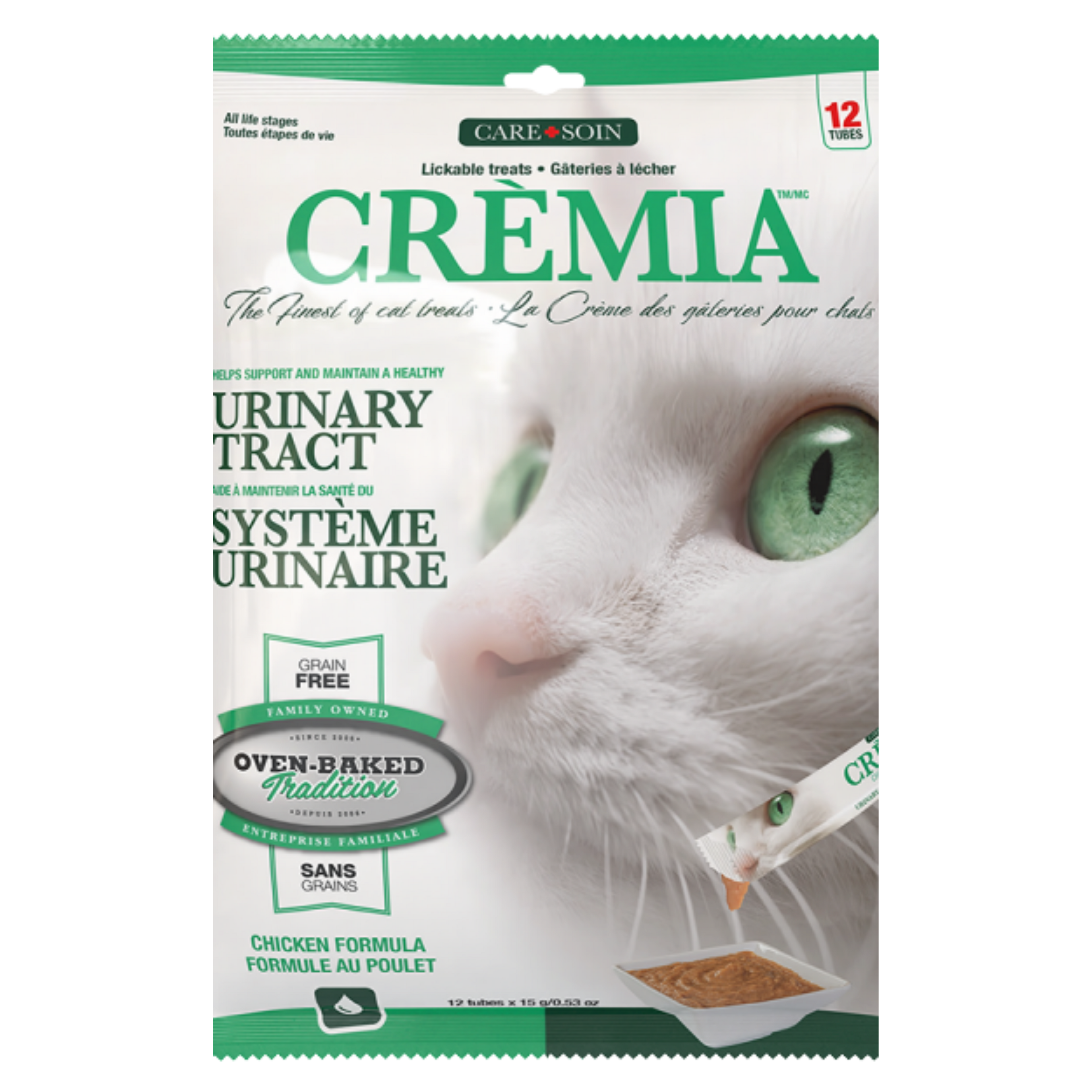 Oven Baked Tradition Cat Cremia Puree Urinary Tract Chicken Formula 12 Tubes 15g/0.53oz
