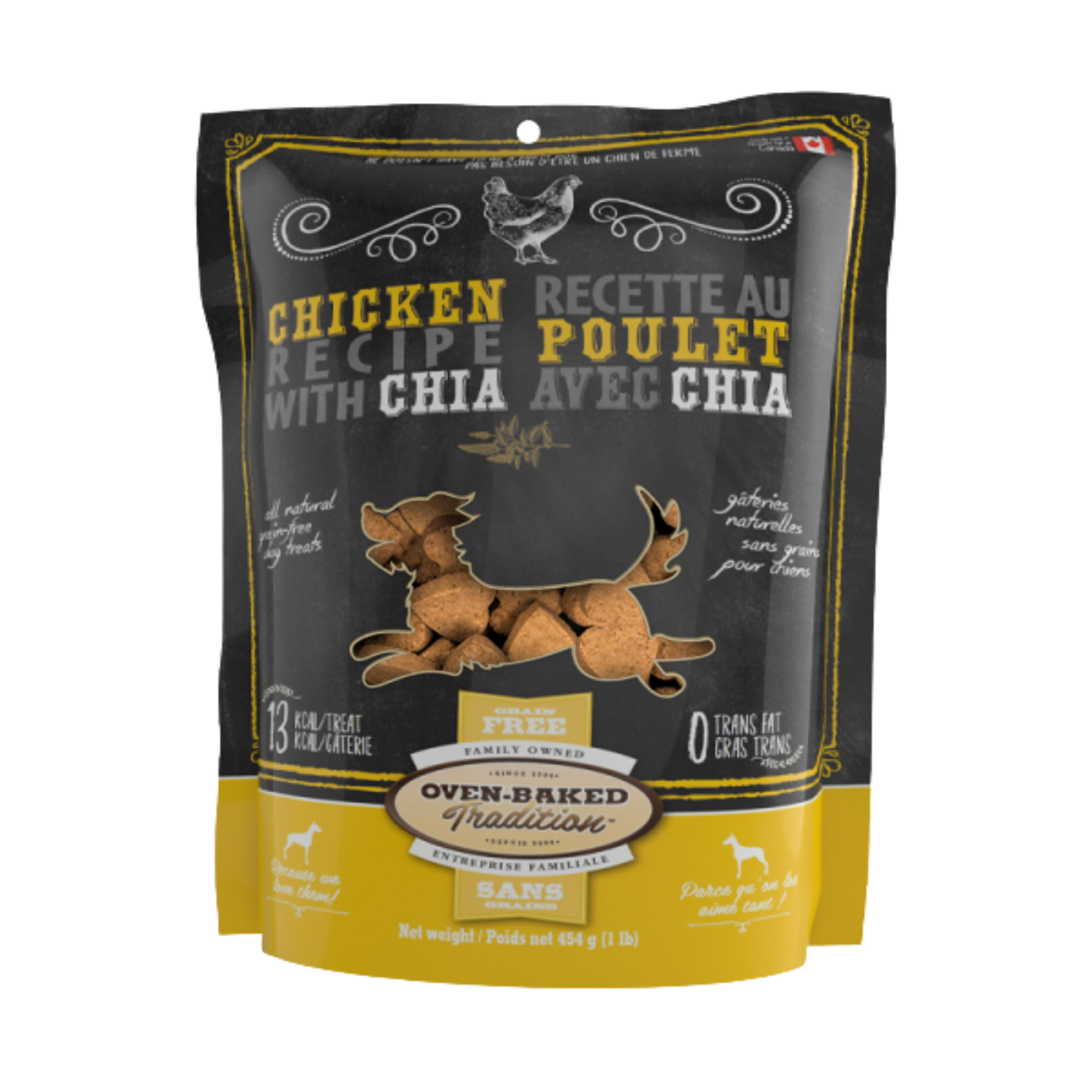 Oven Baked Tradition Dog Treats Grain Free Chicken Recipe With Chia 454g/1lb