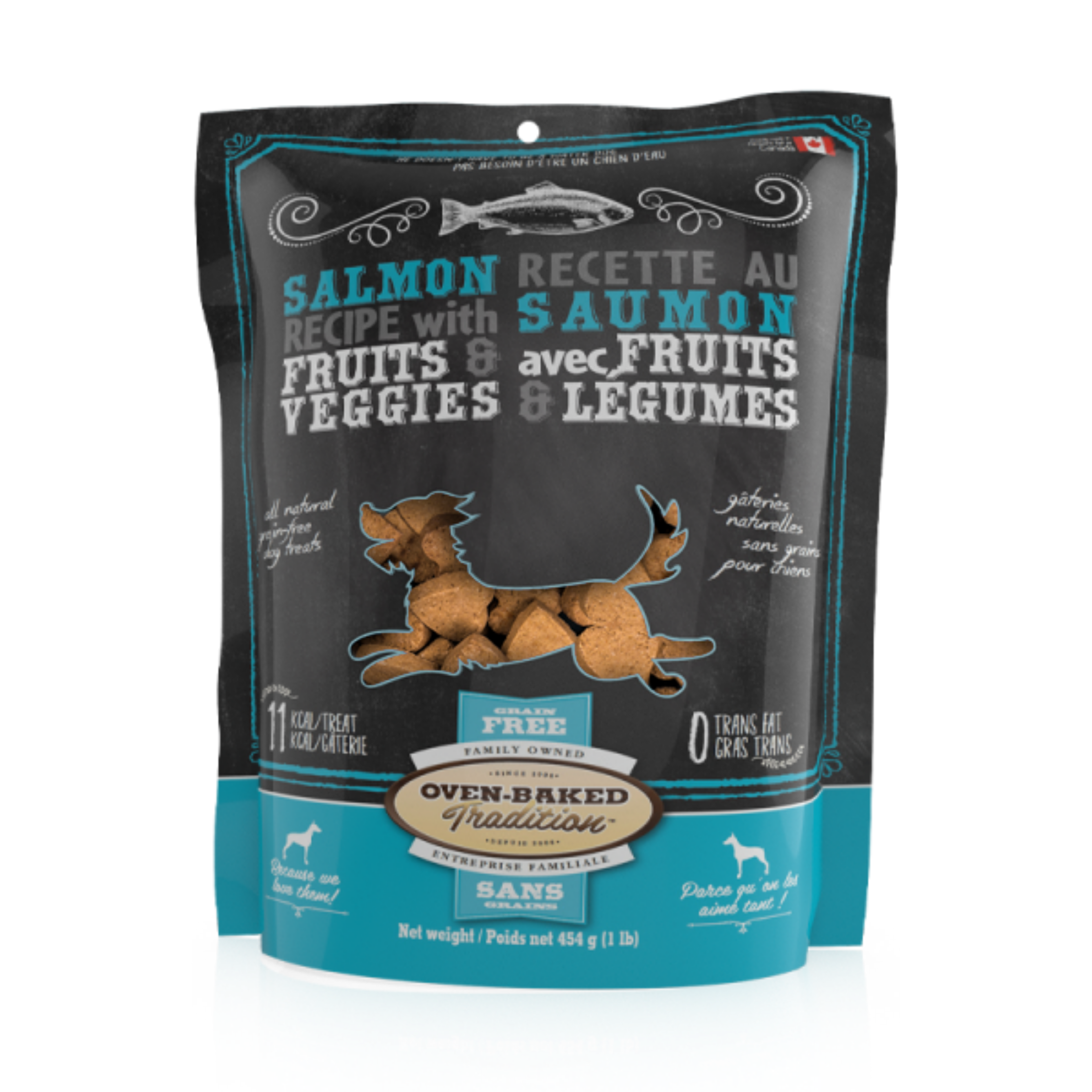 Oven Baked Tradition Dog Treats Grain Free Salmon Recipe With Fruits & Veggies 454g/1lb